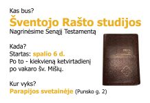 Šventojo Rašto studijos jau šį ketvirtadienį!