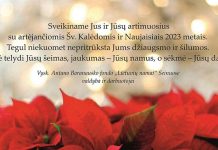 Sveikiname Jus ir Jūsų artimuosius